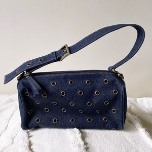 VINTAGE NINE WEST DENIM GROMMET HANDBAG